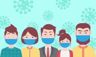 Illustration of People Masked in Pandemic Situation vector