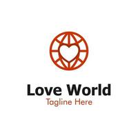 gráfico de vector de ilustración del logotipo del mundo del amor. perfecto para usar en empresas de tecnología
