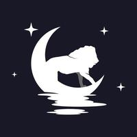 gráfico de vector de ilustración de León con fondo de luna. perfecto para usar en camisetas o eventos