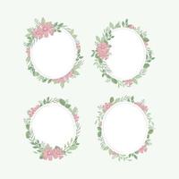 green pastel floral frame collection vector