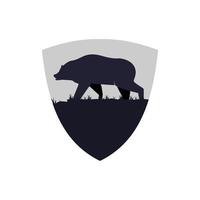 gráfico de vector de ilustración del logotipo de escudo de oso grizzly. perfecto para usar en empresas de tecnología