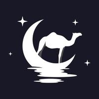 Illustration Vector Graphic of Camel with Moon Background. Perfect to use for T-shirt or Event