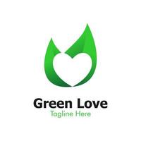 gráfico de vector de ilustración del logotipo de amor verde. perfecto para usar en empresas de tecnología
