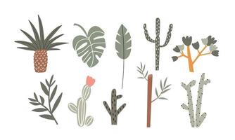 set of vector illustrations trees and plants on a white background