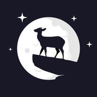 gráfico de vector de ilustración de ciervo con fondo de luna. perfecto para usar en camisetas o eventos