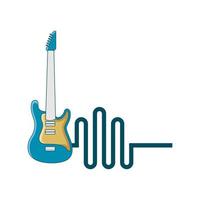 gráfico de vector de ilustración del logotipo de la tienda de guitarra. perfecto para usar en compañía de música