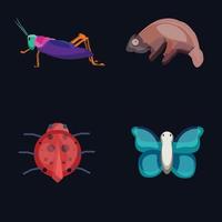 Ilustración de 4 animales lindos vector