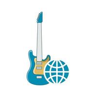 gráfico de vector de ilustración del logotipo de guitarra mundial. perfecto para usar en compañía de música