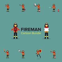 Cartoon Batch of Fireman . Bundle. Set vector