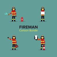 Cartoon Batch of Fireman . Bundle. Set vector