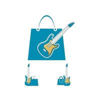 gráfico de vector de ilustración del logotipo de la tienda de guitarra. perfecto para usar en compañía de música