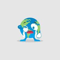 Illustration Vector Graphic of Sad and Crying Earth Character. Perfect to use for Campaigns on Earth Day and Earth Preservation Programs