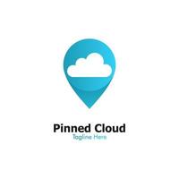 gráfico de vector de ilustración del logotipo de nube de pin. perfecto para usar en empresas de tecnología
