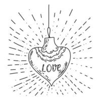 corazón parpadeante en estilo doodle. simple ilustración de corazón. Ilustración de vector de estilo ingenuo aislado en blanco.