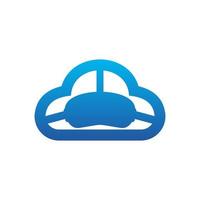 gráfico de vector de ilustración del logotipo de realidad virtual en la nube. perfecto para usar en empresas de tecnología