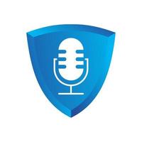 Illustration Vector Graphic of Shield Podcast Logo. Perfect to use for Technology Company