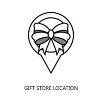 icono de ubicación de la tienda de regalos. icono de ubicación de la tienda de regalos de moda vector plano sobre fondo blanco, ilustración vectorial se puede utilizar para web y móvil