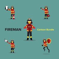 Cartoon Batch of Fireman . Bundle. Set vector