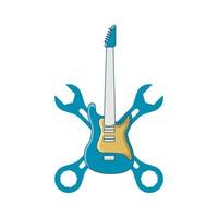 gráfico de vector de ilustración del logotipo de reparación de guitarra. perfecto para usar en empresas de reparación