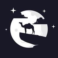 gráfico de vector de ilustración de camello con fondo de luna. perfecto para usar en camisetas o eventos