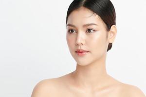 Beautiful young asian woman with clean fresh skin on white background, Face care, Facial treatment, Cosmetology, beauty and spa, Asian women portrait. photo