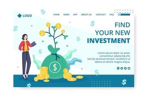 Business Investment Landing Page Template Flat Design Illustration Editable of Square Background Suitable for Social media, Greeting Card and Web Internet Ads vector