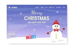 Merry Christmas Day Landing Page Template Flat Design Illustration Editable of Square Background Suitable for Social media, Greeting Card, and Web Internet Ads vector