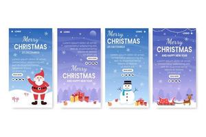 Merry Christmas Day Stories Template Flat Design Illustration Editable of Square Background Suitable for Social media, Greeting Card, and Web Internet Ads vector