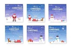 Merry Christmas Day Post Template Flat Design Illustration Editable of Square Background Suitable for Social media, Greeting Card, and Web Internet Ads vector