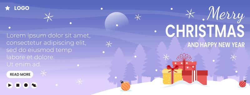Merry Christmas Day Cover Template Flat Design Illustration Editable of Square Background Suitable for Social media, Greeting Card, and Web Internet Ads