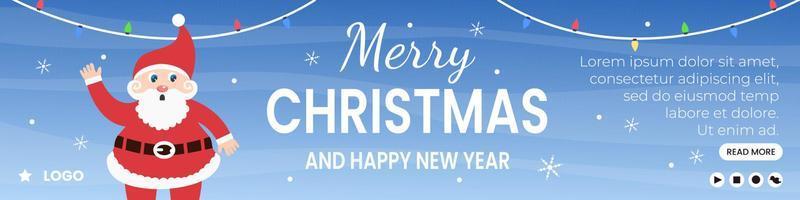 Merry Christmas Day Banner Template Flat Design Illustration Editable of Square Background Suitable for Social media, Greeting Card, and Web Internet Ads vector