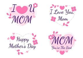 Happy Mother Day with Beautiful Blossom Flowers and Calligraphy Text Which is Commemorated on December 22 for Greeting Card or Poster Flat Design Illustration vector