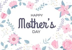 Happy Mother Day with Beautiful Blossom Flowers and Calligraphy Text Which is Commemorated on December 22 for Greeting Card or Poster Flat Design Illustration vector