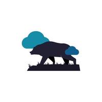 gráfico de vector de ilustración del logotipo de oso grizzly de nube. perfecto para usar en empresas de tecnología