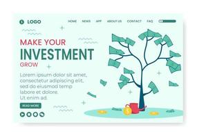 Business Investment Landing Page Template Flat Design Illustration Editable of Square Background Suitable for Social media, Greeting Card and Web Internet Ads vector