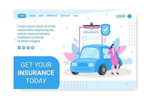 Car Insurance Landing Page Template Flat Design Illustration Editable of Square Background Suitable for Social media, Greeting Card and Web Internet Ads vector