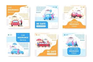 Car Insurance Post Template Flat Design Illustration Editable of Square Background Suitable for Social media, Greeting Card and Web Internet Ads vector