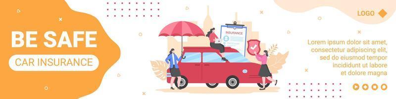 Car Insurance Banner Template Flat Design Illustration Editable of Square Background Suitable for Social media, Greeting Card and Web Internet Ads vector