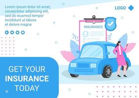 Car Insurance Brochure Template Flat Design Illustration Editable of Square Background Suitable for Social media, Greeting Card and Web Internet Ads vector