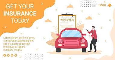 Car Insurance Post Template Flat Design Illustration Editable of Square Background Suitable for Social media, Greeting Card and Web Internet Ads vector