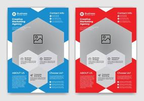 Blue and Red Color Corporate, Business Flyer Template Design 1 with hexagon, triangle and circle shape. vector