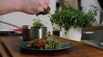 Duck Steak over Green Beans Appetizing Duck Meal video