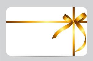 Gift Card with Gold Ribbon and Bow. Vector illustration