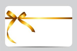 Gift Card with Gold Ribbon and Bow. Vector illustration