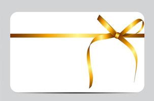 Gift Card with Gold Ribbon and Bow. Vector illustration