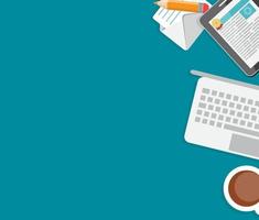 Working Place Modern Office Interior Flat Design Vector Illustration EPS10