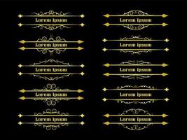 Gold Borders Elements Set Collection, ornament Vector