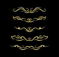 Gold Borders Elements Set Collection, ornament Vector