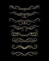 Gold Borders Elements Set Collection, ornament Vector