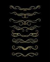 Gold Borders Elements Set Collection, ornament Vector